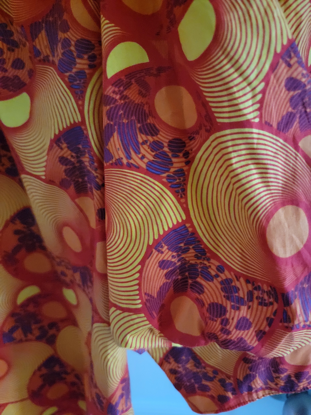 Ashro Orange and Yellow Geo Puff Sleeve Blouse - Picture 2 of 13